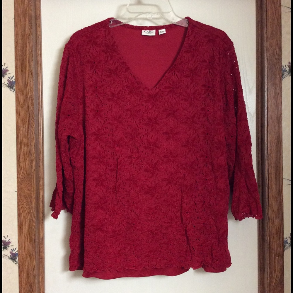 Cato Red lace v-neck top size 18W